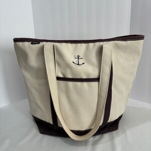Lands End Boat Tote Bag Anchor Preppy Large Nantucket Coastal Fisherman